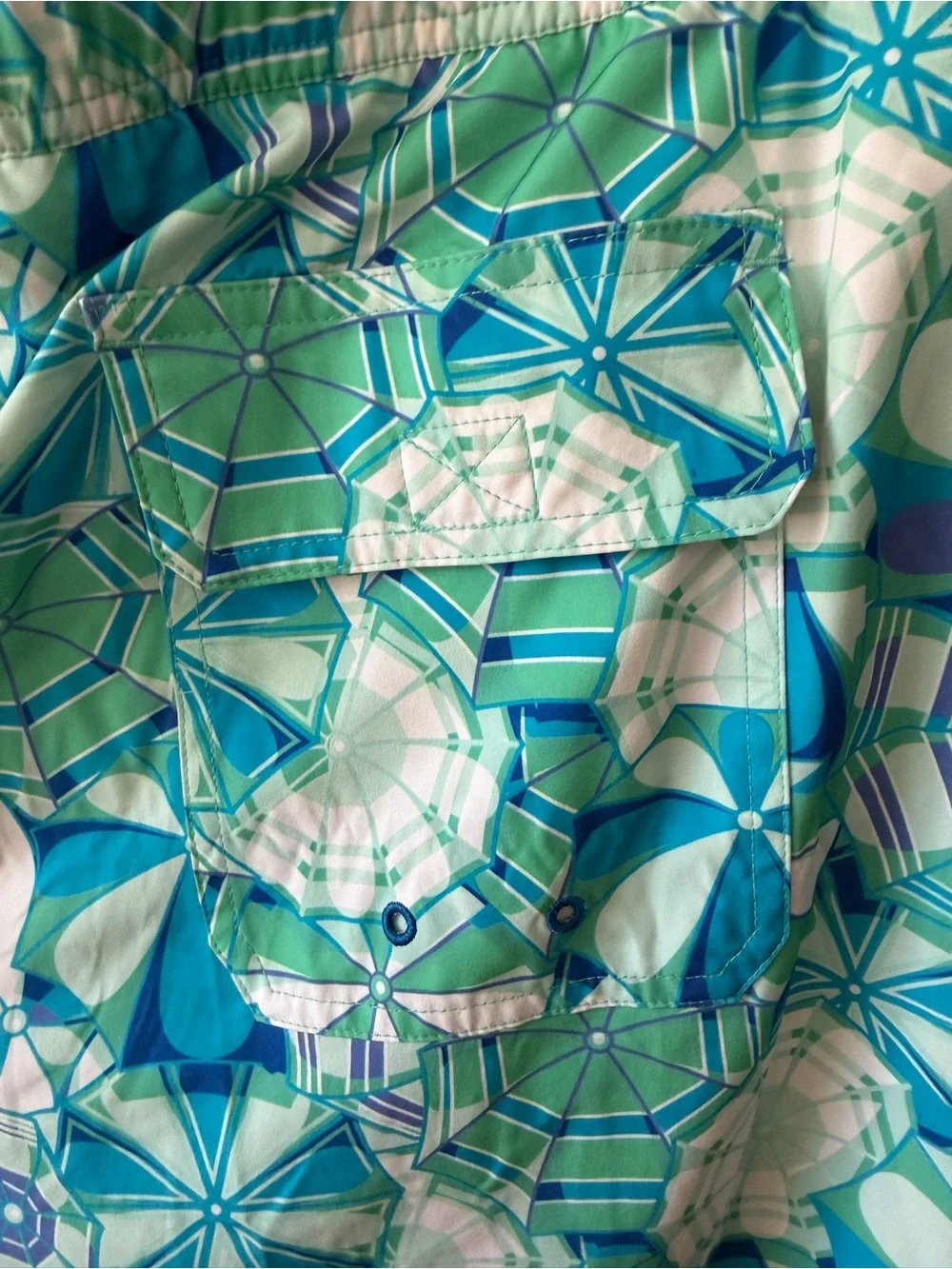 Vineyard Vines Umbrella Print Swim Trunks XL Blue Green Beach Shorts
